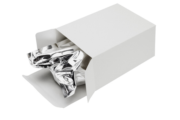 Aluminium foil bag in paper box