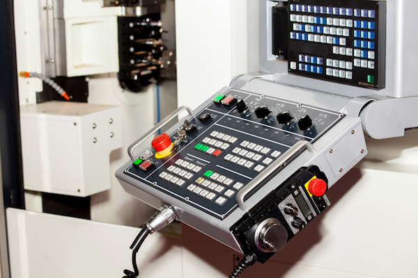 Control panel of CNC machine close up