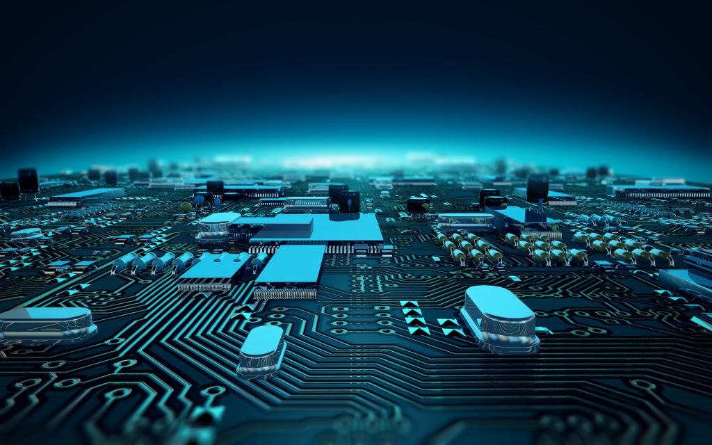 circuit board illustration depth of field