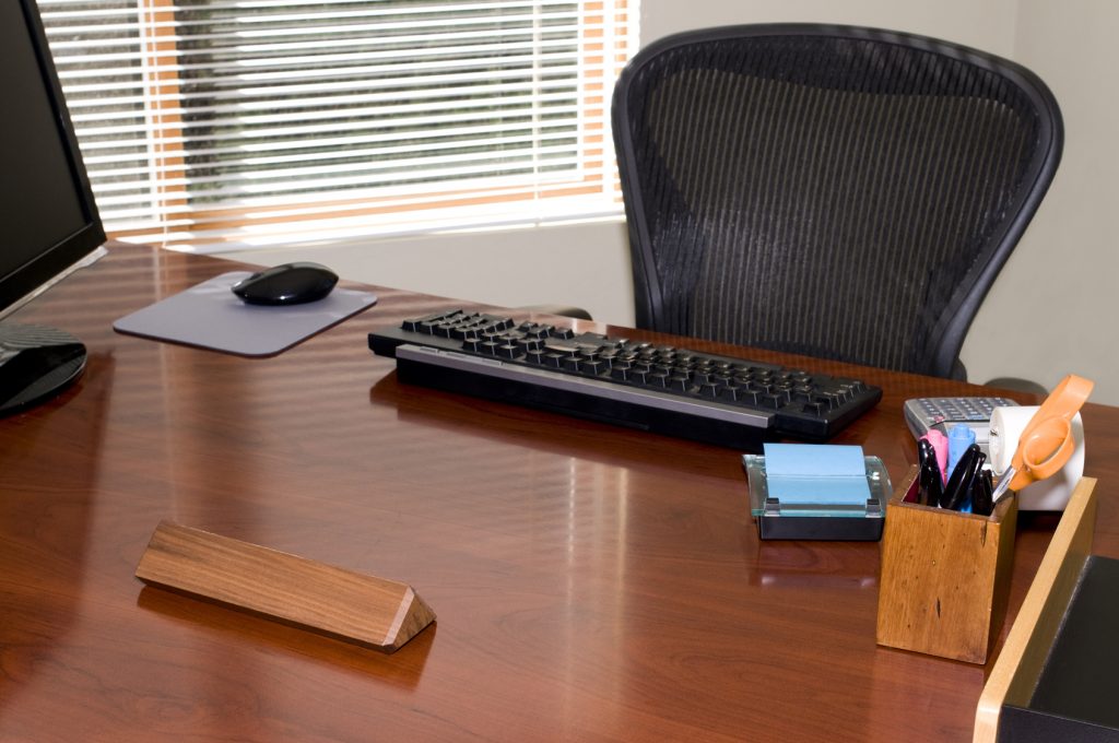 Executive Office Desk with and chair with Blank Nameplate for Your Text!