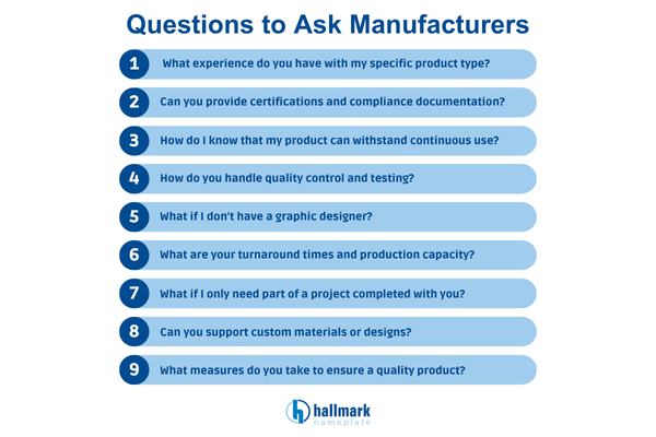 questions to ask manufacturer