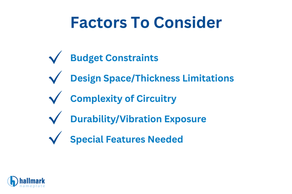 factors to consider for membrane switches