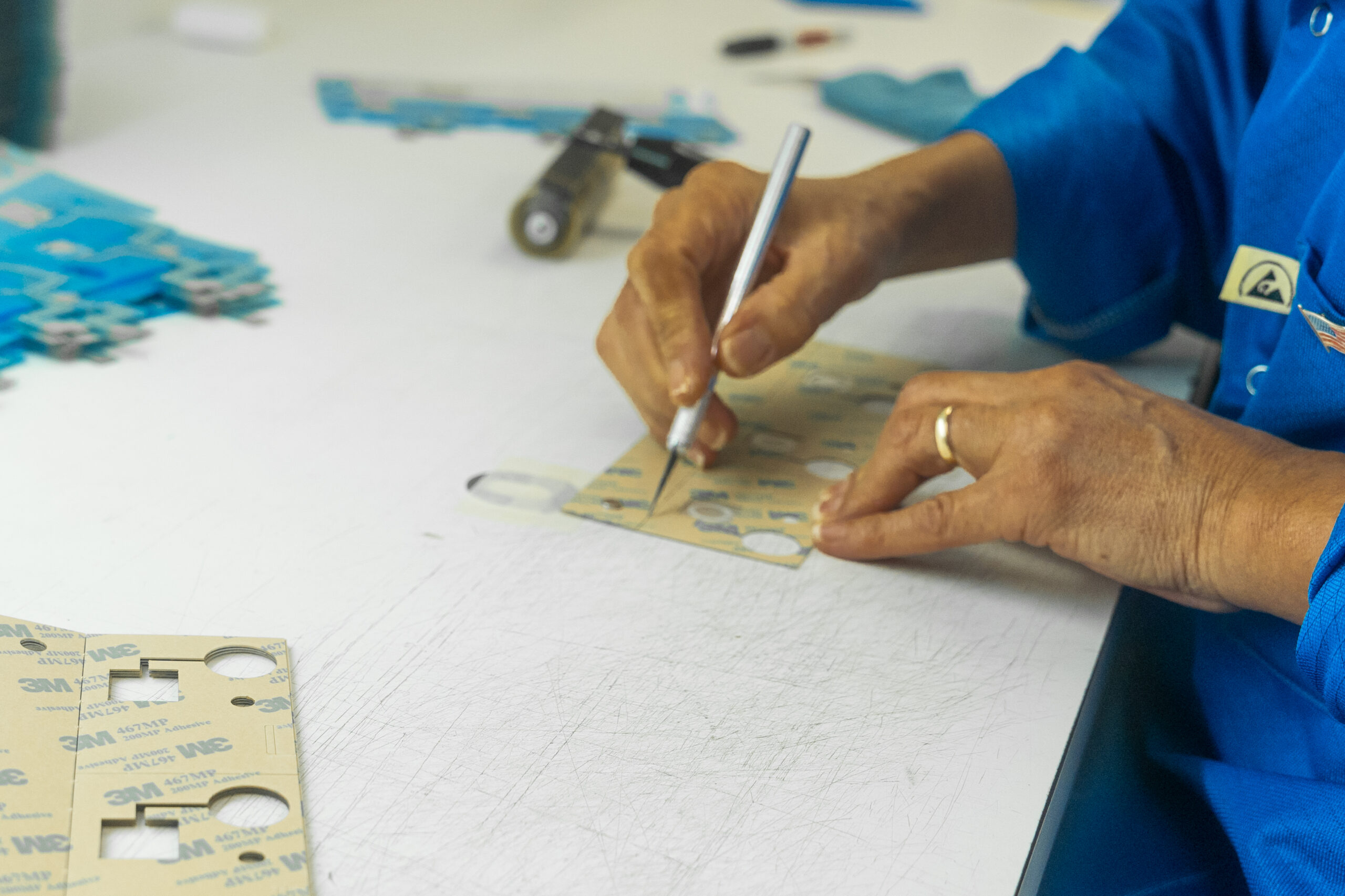 hallmark nameplate engineer working on custom membrane switch panel